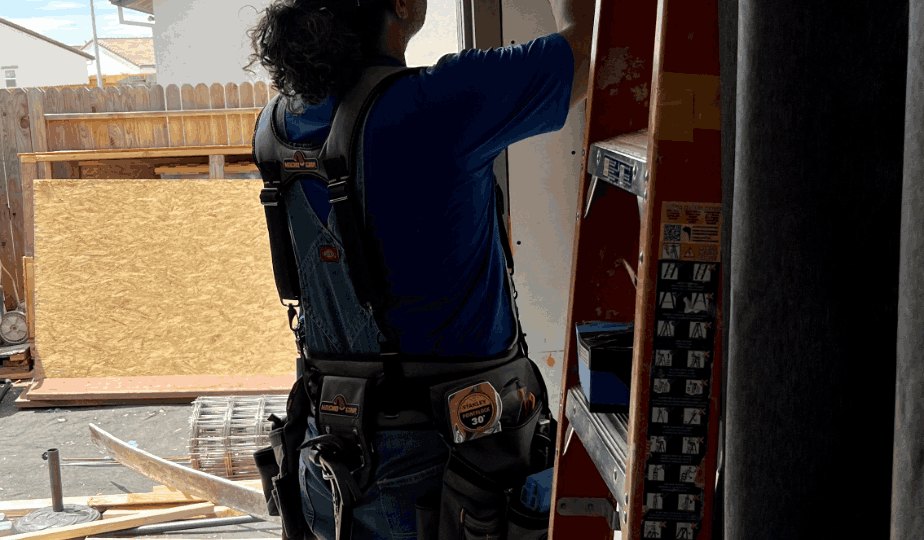 A GoDo technician on the job with a full tool belt